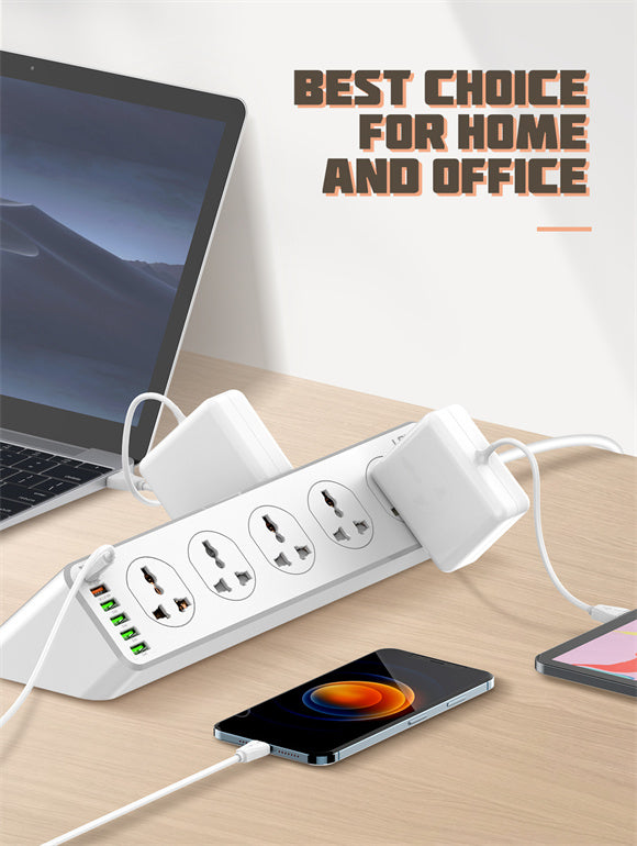 LDNIO SC10610 Smart Power Socket – 10 Universal Outlets with PD 20W Fast Charging & Surge Protection Extension Socket